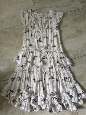 Skylar + Madison Girls White Floral Ruffle Dress - size small
